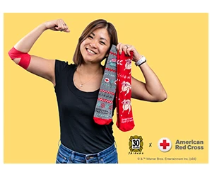 Free FRIENDS x American Red Cross Socks - Donate Blood Today!
