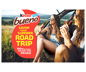 Win in the Kinder Bueno Savor Your Summer Road Trip Sweepstakes – Daily Entry Available