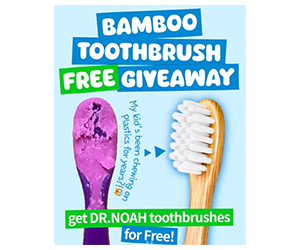 Free Dr. NOAH Bamboo Toothbrushes - 2-Pack with No Microplastics
