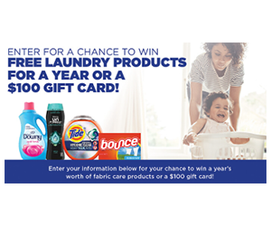 Win Laundry Products for a Year or a $100 Gift Card!
