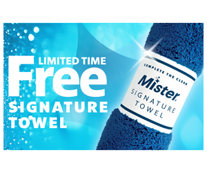 Free Signature Towel - Shine up your ride with Mister Car Wash!
