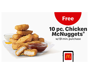 Free 10-Piece Chicken McNuggets at McDonald’s