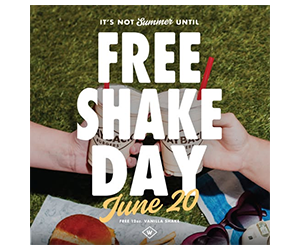 Free 12 oz Vanilla Shake at Wayback Burgers on June 20